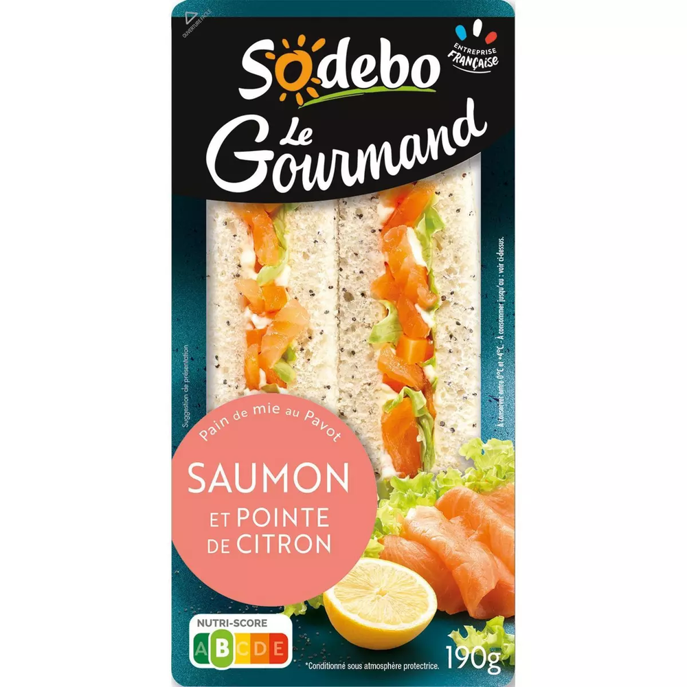 Sandwich Le Gourmand, saumon fumé, Sodebo 190g