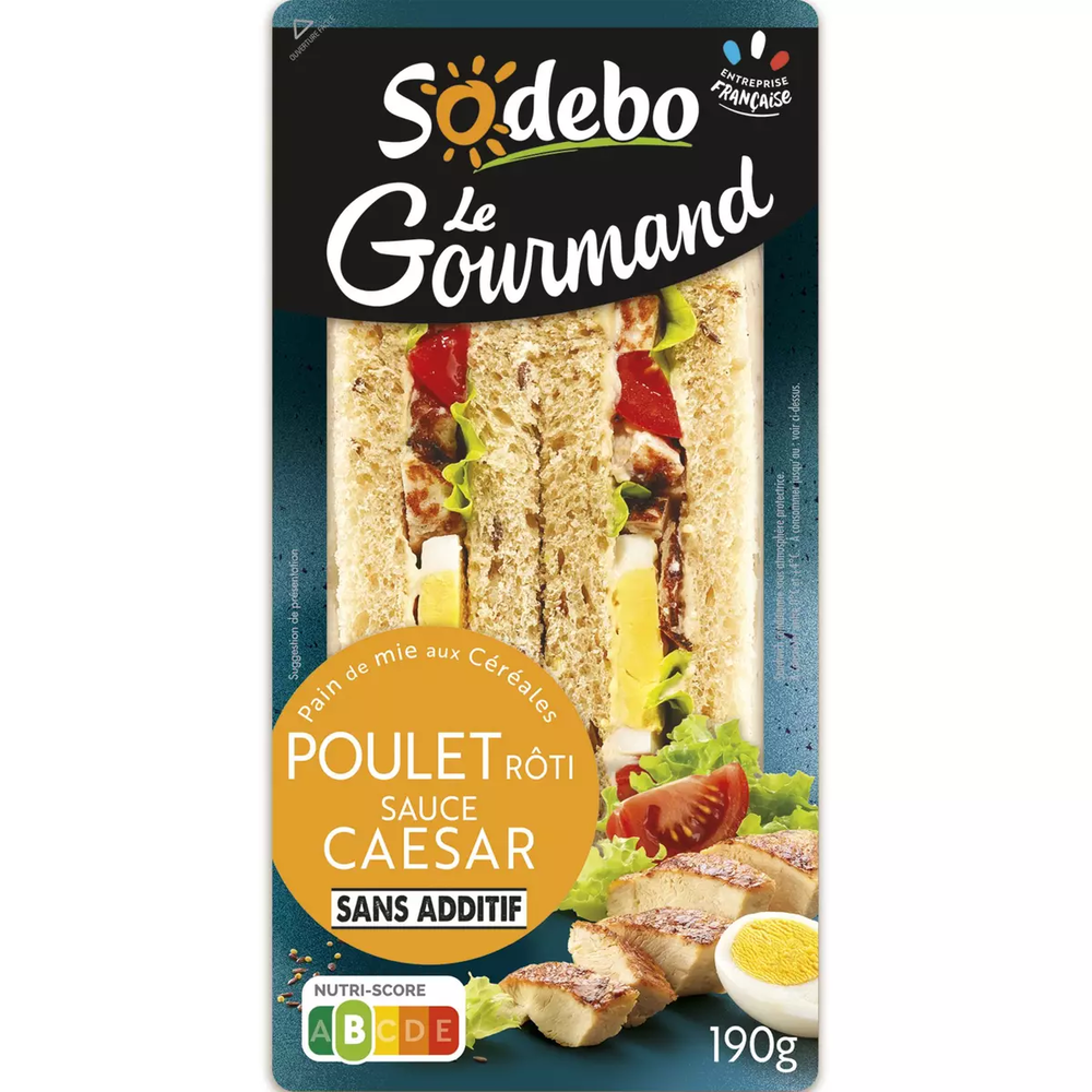 Sandwich Le Gourmand, poulet Caesar, Sodebo 190g