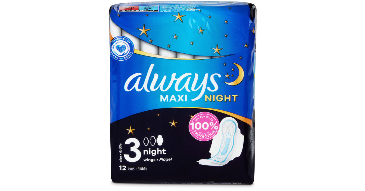 Always Serviettes hygiéniques maxi, night, 12 pces 1 pièce 10g